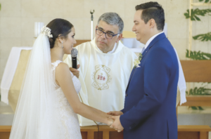Alejandro Conde Salomón y Teresa Broca Abreu Los novios al momento de los votos matrimoniales